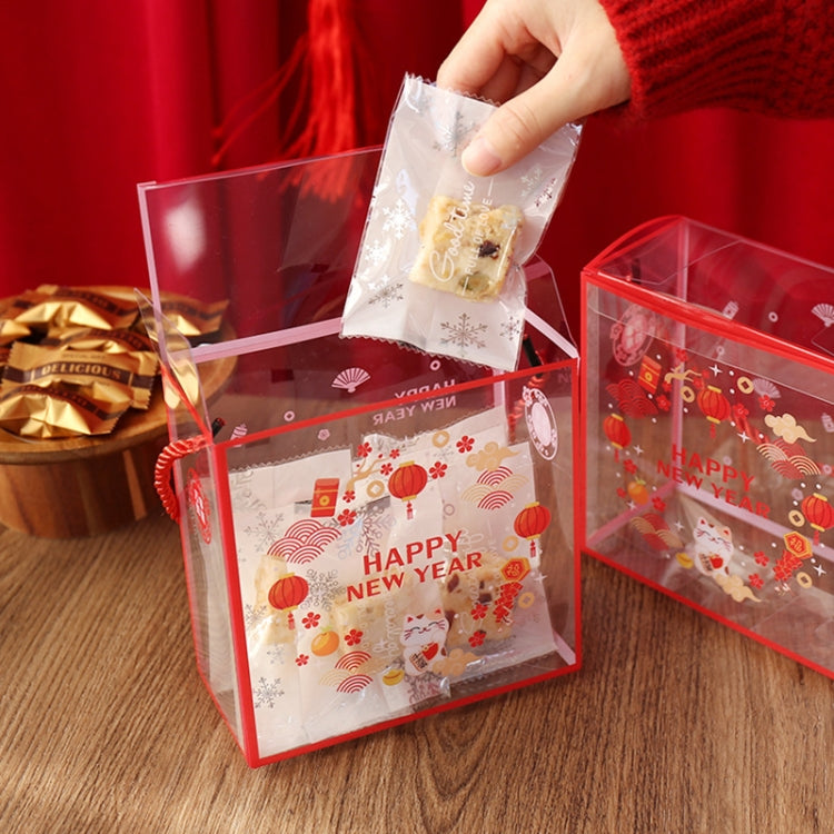 10 PCS Snowflake Pastry Packaging Box Transparent Gift Box(Lucky Kitten)