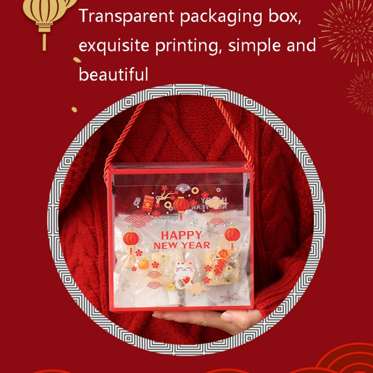 10 PCS Snowflake Pastry Packaging Box Transparent Gift Box(Lucky Kitten)