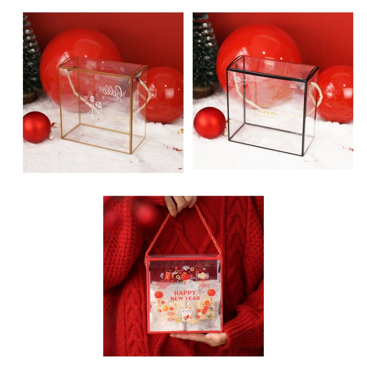 10 PCS Snowflake Pastry Packaging Box Transparent Gift Box(Lucky Kitten)
