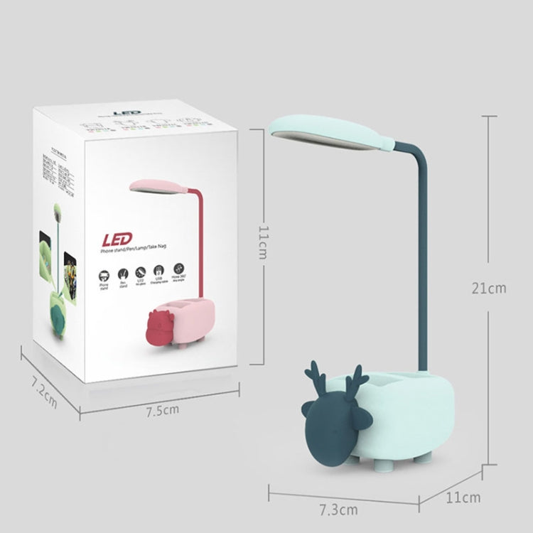 2 PCS Office Study Eye Protection Cute Pet Small Desk Lamp with Pen Holder