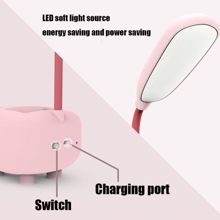 2 PCS Office Study Eye Protection Cute Pet Small Desk Lamp with Pen Holder