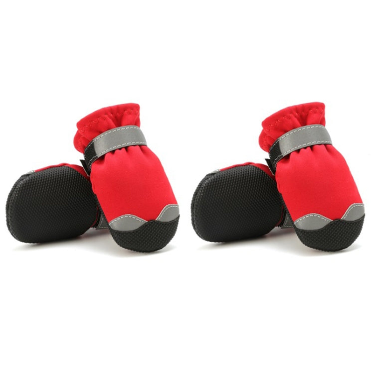 Pet Waterproof Non-Slip Wear-Resistant Snow Boots Four Seasons Dog Shoes, Size: 5(Red)