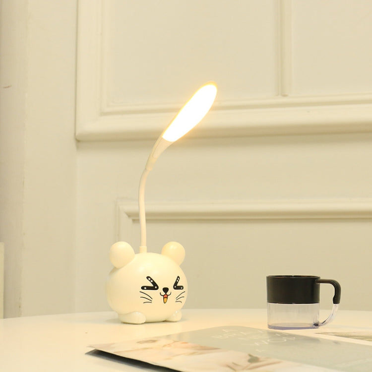 1835A-2 Cat Bedroom Study LED Small Table Lamp Adjustable Eye Protection Night Light(White)