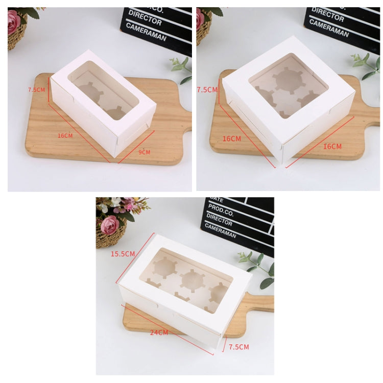 25 PCS Window Cupcake Packaging Box Muffin Cake Box With Inner Support, Specification: 2 In One (Kraft Paper)