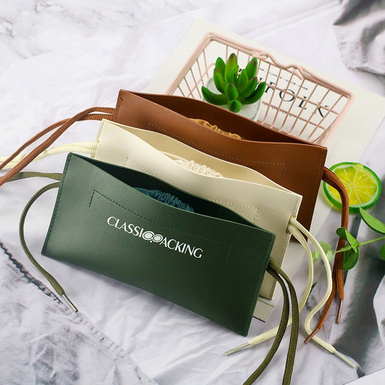 2 PCS Double-Layer Retractable Soft Bag Waterproof Glasses Bag Portable PU Glasses Storage Bag