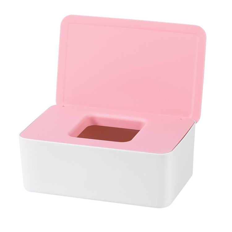 2 PCS Household Disposable Mask Storage Box Dustproof Sealed Wet Tissue Box, Colour: Large (Pink Lid Box)