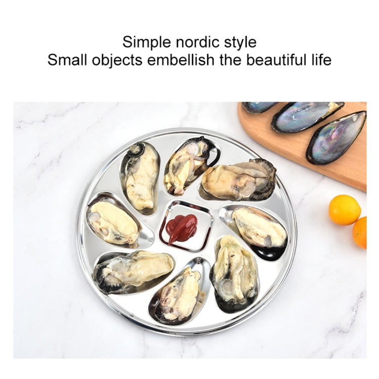 2 PCS Stainless Steel Oyster Plate Western Restaurant Kitchen Tableware Round Seafood Oyster Plate
