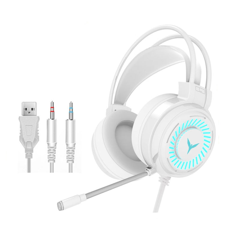 G58 Computer Headset Head-Mounted Gaming Wired Headset With Microphone Headset, Cable Length: about 2m, Colour: White Colorful 3.5MM Version