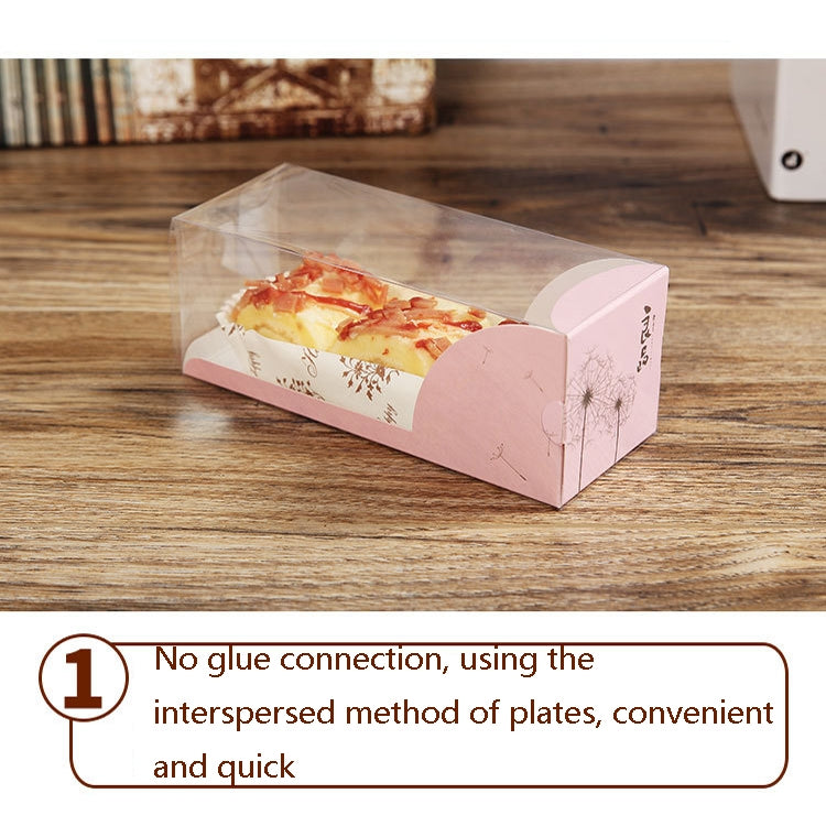 50 Pieces Cake Roll Transparent Rectangular Box Cake Baking Packaging Box