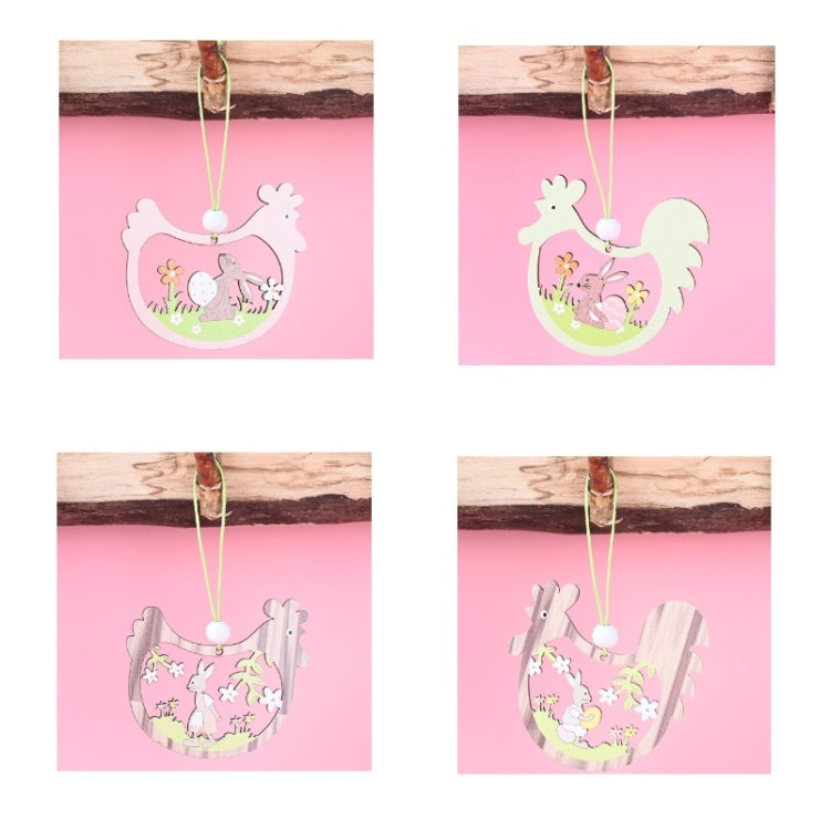 Easter Wooden Pendants Festive Atmosphere Decorative Items