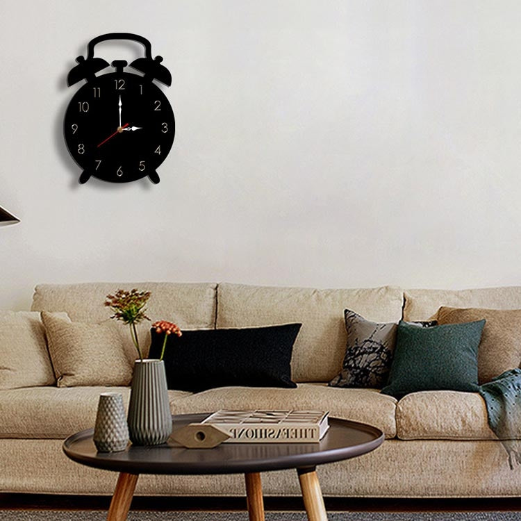 Home Decoration Children Alarm Clock Acrylic Creative Wall Clock(C Black)
