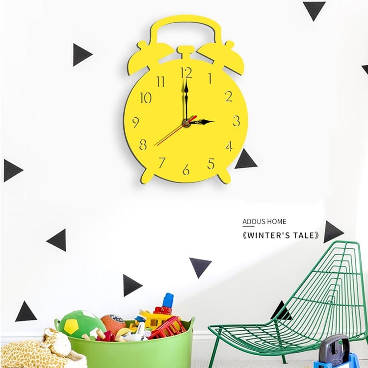 Home Decoration Children Alarm Clock Acrylic Creative Wall Clock(C Black)