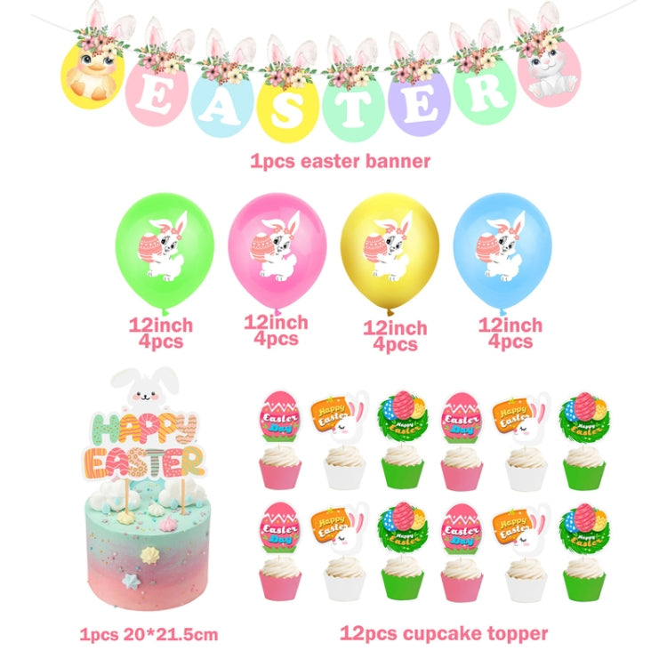 Easter Party Decoration Sequined Balloon Cake Flag Set, Size: Balloon Pull Flag Cake Insert
