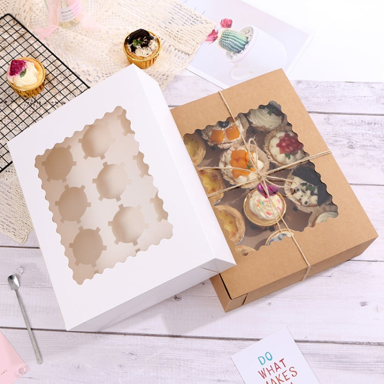 10 Pieces Open Window Flip Soft Box Baking Muffin Cup Packaging Box(Cowhide)