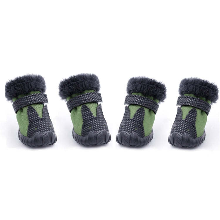 4 PCS/Set Pet AutumnWinter Thicken Cotton Shoes Dog Warm And Non-Slip Shoes, Size: No. 2