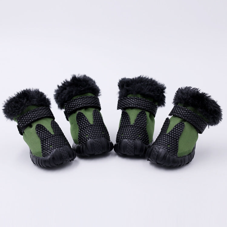 4 PCS/Set Pet AutumnWinter Thicken Cotton Shoes Dog Warm And Non-Slip Shoes, Size: No. 2
