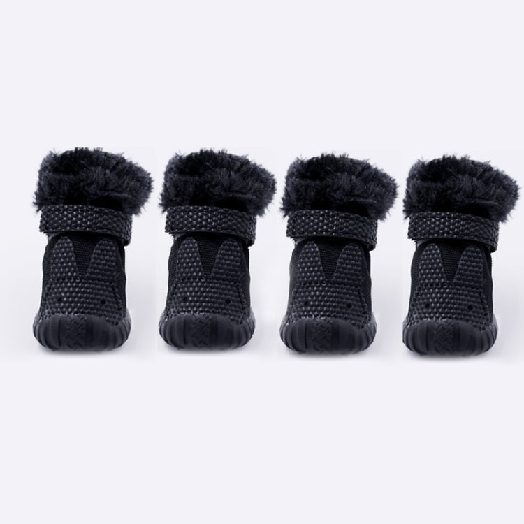 4 PCS/Set Pet AutumnWinter Thicken Cotton Shoes Dog Warm And Non-Slip Shoes, Size: No. 4