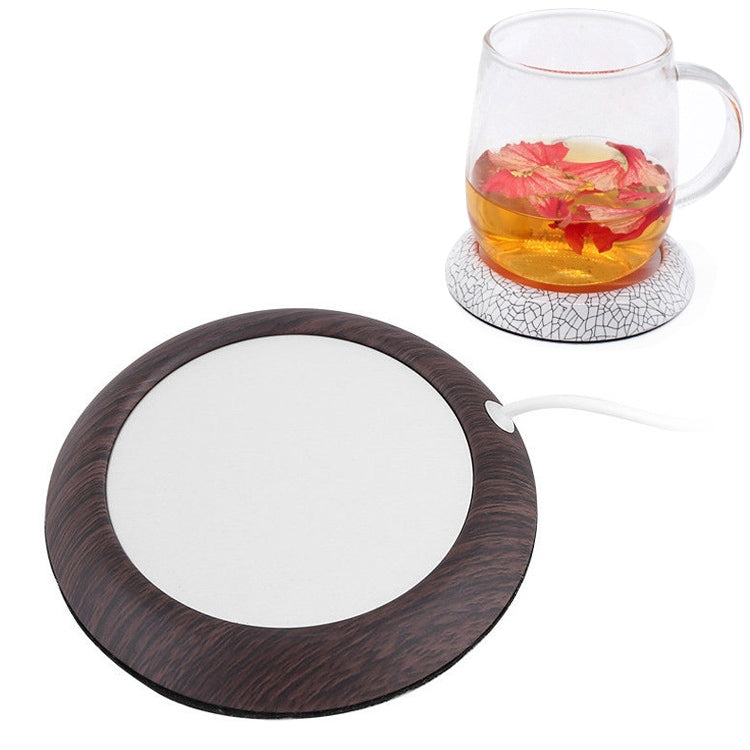 Wood-Grain USB Heat Preservation Coaster Metal Constant Temperature Coaster Coffee Insulation Pad Warm Coaster