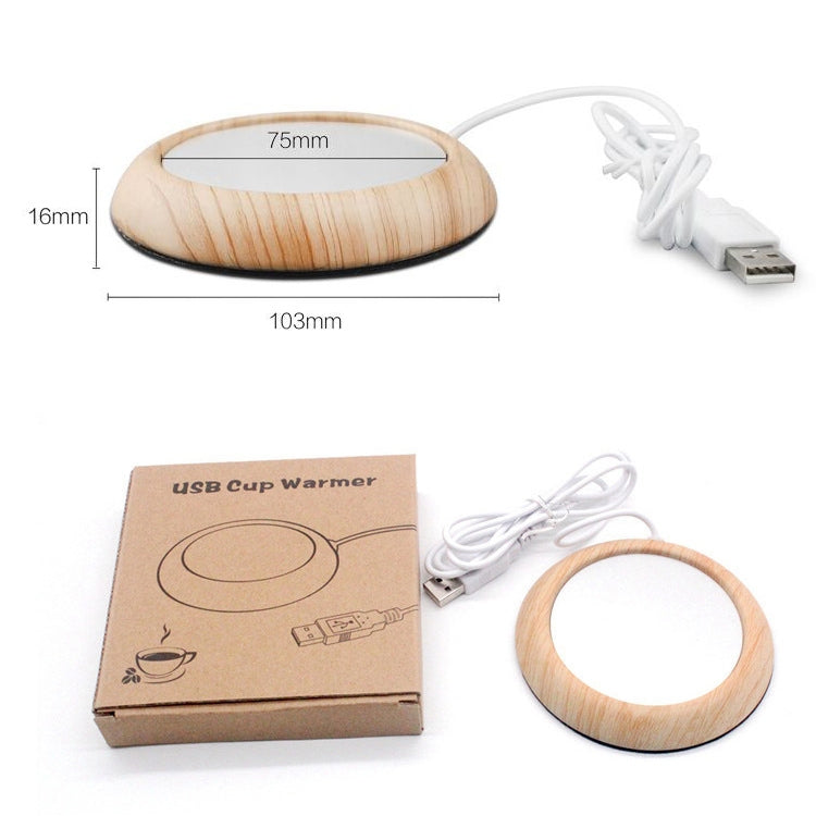 Wood-Grain USB Heat Preservation Coaster Metal Constant Temperature Coaster Coffee Insulation Pad Warm Coaster