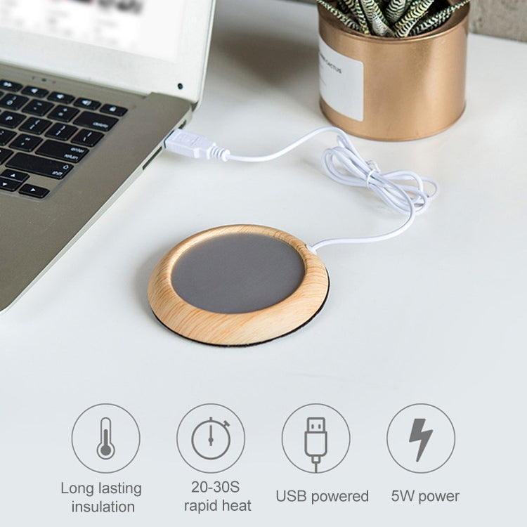 Wood-Grain USB Heat Preservation Coaster Metal Constant Temperature Coaster Coffee Insulation Pad Warm Coaster