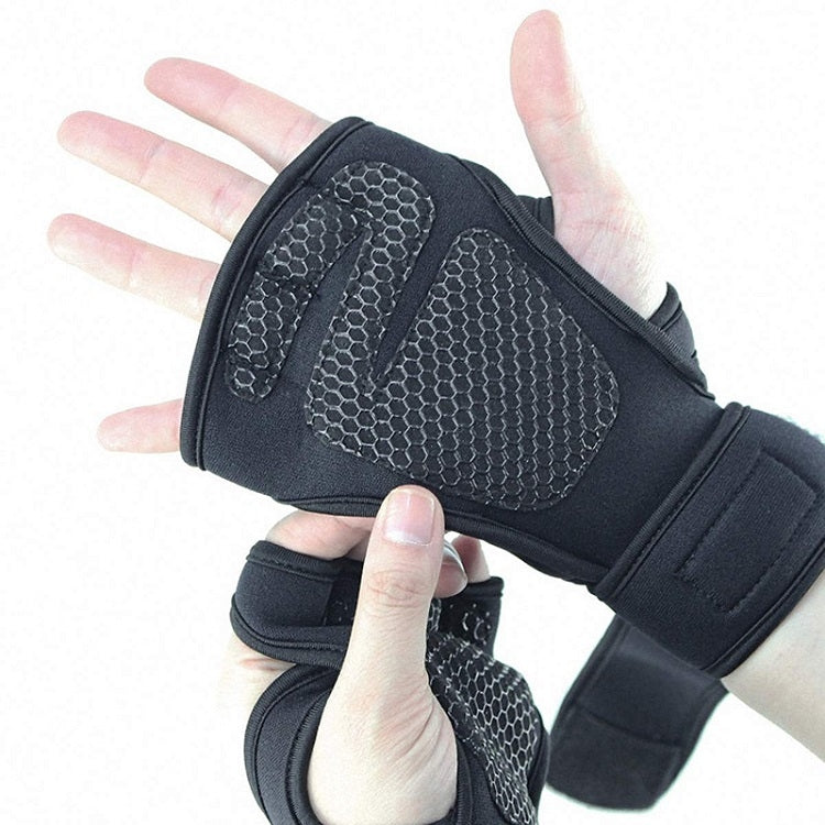 Half-Finger Sports Gloves Non-Slip Silicone Fitness Equipment Gloves Sports Compression Wristbands, Specification: Sï¼ˆBlackï¼‰