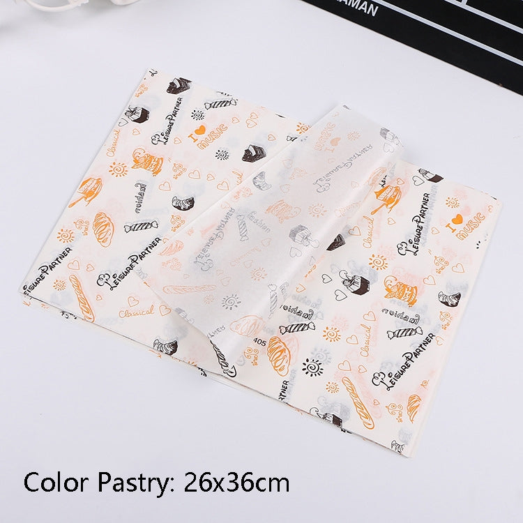 2 Packs Cake Greaseproof Paper Baking Packaging Plate Paper Hamburger Paper, Colour: Color Pastry