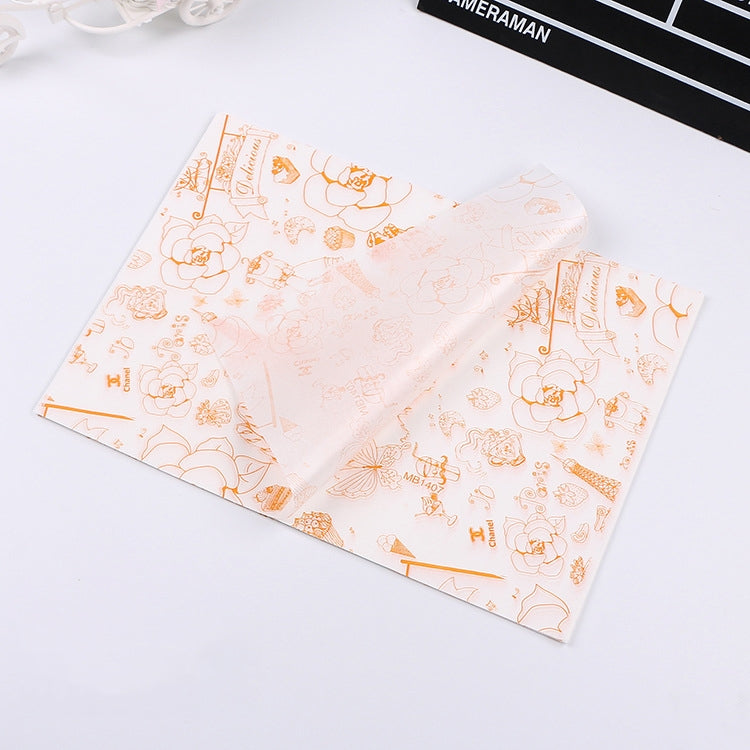 2 Packs Cake Greaseproof Paper Baking Packaging Plate Paper Hamburger Paper, Colour: Orange Tower