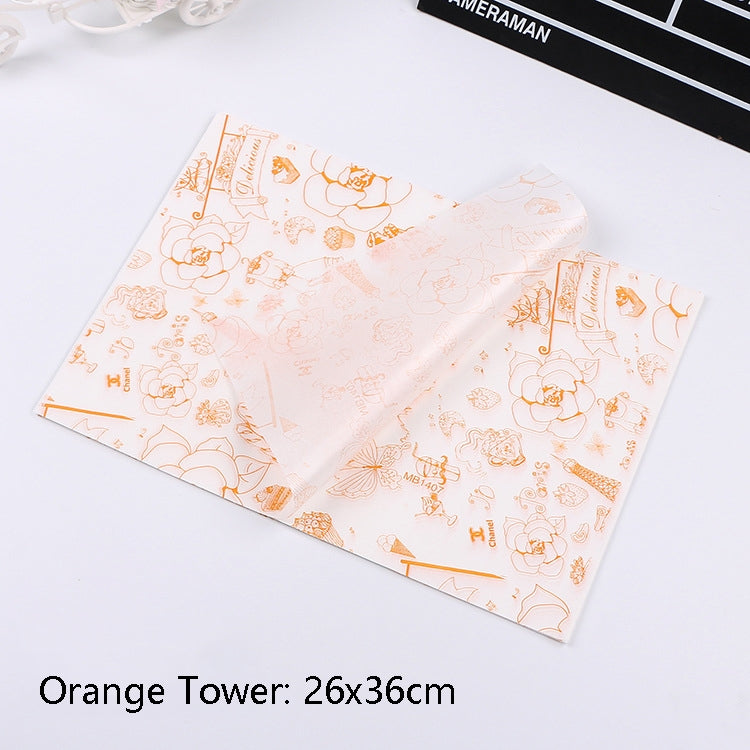 2 Packs Cake Greaseproof Paper Baking Packaging Plate Paper Hamburger Paper, Colour: Orange Tower