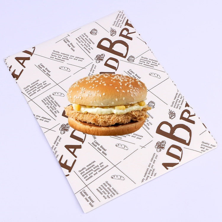 2 Packs Cake Greaseproof Paper Baking Packaging Plate Paper Hamburger Paper, Colour: White English