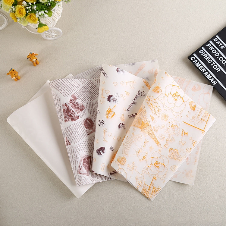 2 Packs Cake Greaseproof Paper Baking Packaging Plate Paper Hamburger Paper, Colour: Pure White