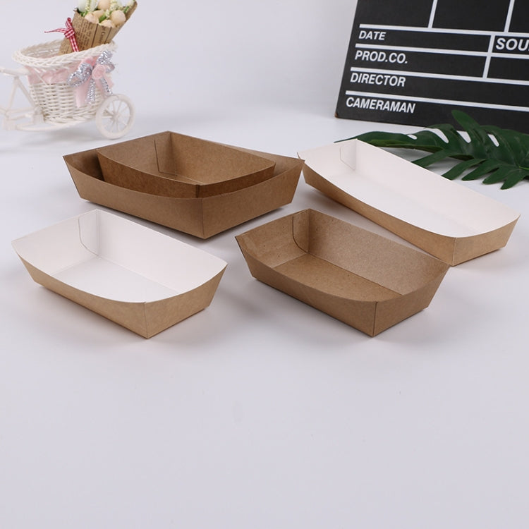 100 PCS Waterproof And Oil-Proof Food Packaging Box Disposable Coated Takeaway Fast Food Carton, Specification: No. 6 Kraft Paper