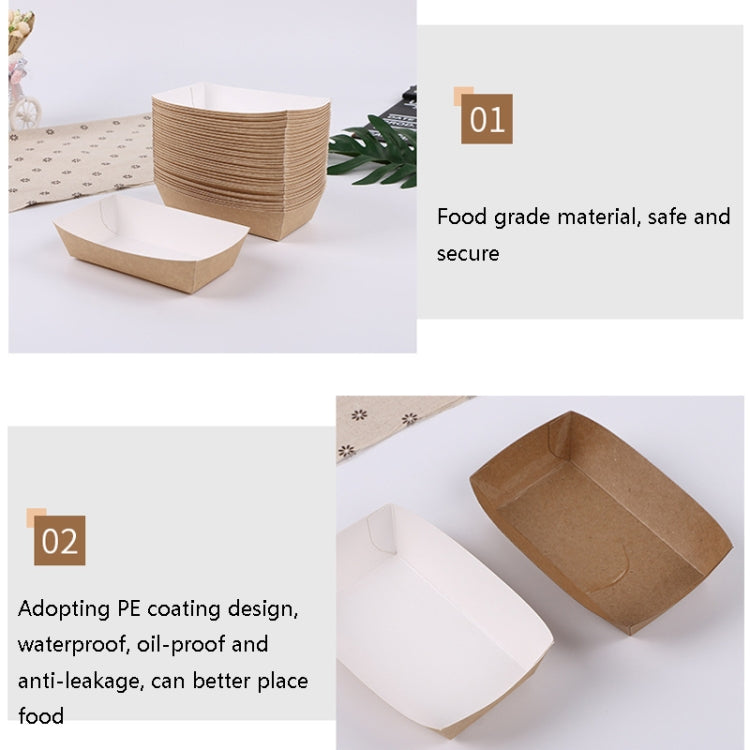 100 PCS Waterproof And Oil-Proof Food Packaging Box Disposable Coated Takeaway Fast Food Carton, Specification: No. 6 Kraft Paper