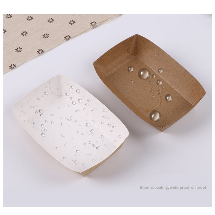 100 PCS Waterproof And Oil-Proof Food Packaging Box Disposable Coated Takeaway Fast Food Carton, Specification: No. 6 Kraft Paper