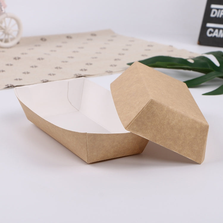 100 PCS Waterproof And Oil-Proof Food Packaging Box Disposable Coated Takeaway Fast Food Carton, Specification: No. 6 Kraft Paper