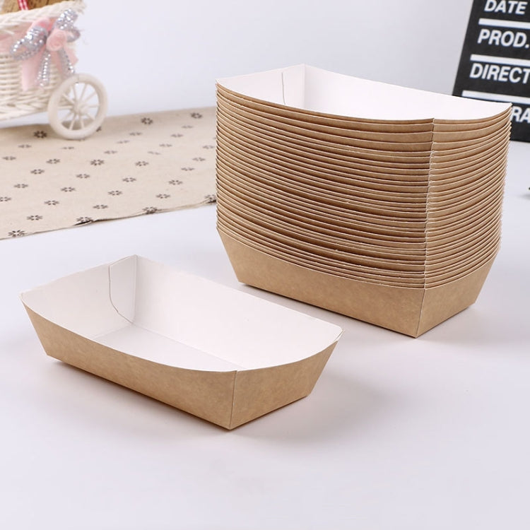 100 PCS Waterproof And Oil-Proof Food Packaging Box Disposable Coated Takeaway Fast Food Carton, Specification: No. 6 Coated Cattle Card