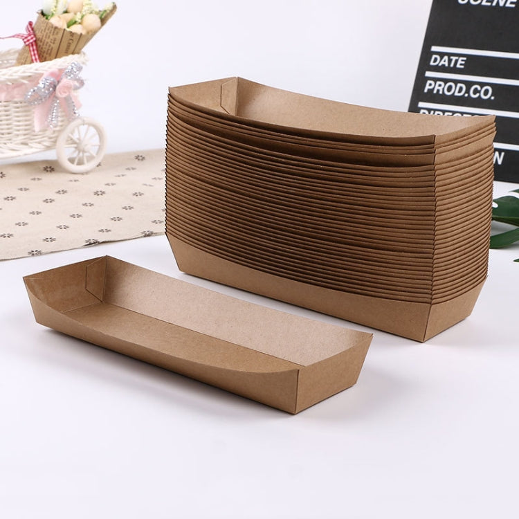 100 PCS Waterproof And Oil-Proof Food Packaging Box Disposable Coated Takeaway Fast Food Carton, Specification: No. 5 Kraft Paper