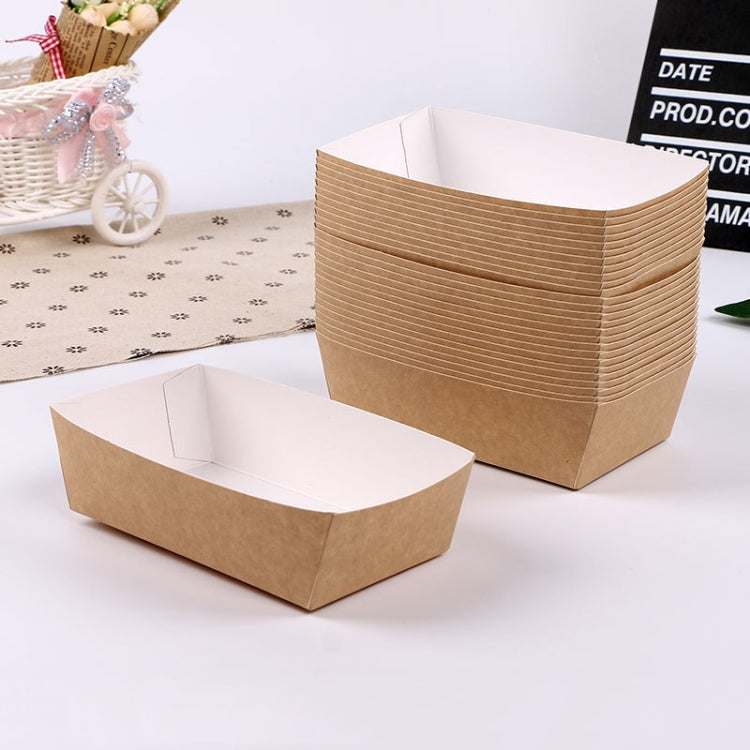 100 PCS Waterproof And Oil-Proof Food Packaging Box Disposable Coated Takeaway Fast Food Carton, Specification: No. 4 Coated Cattle Card
