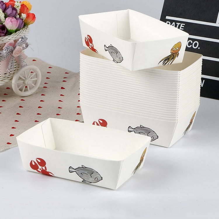 100 PCS Waterproof And Oil-Proof Food Packaging Box Disposable Coated Takeaway Fast Food Carton, Specification: No. 4 Fish And Shrimp