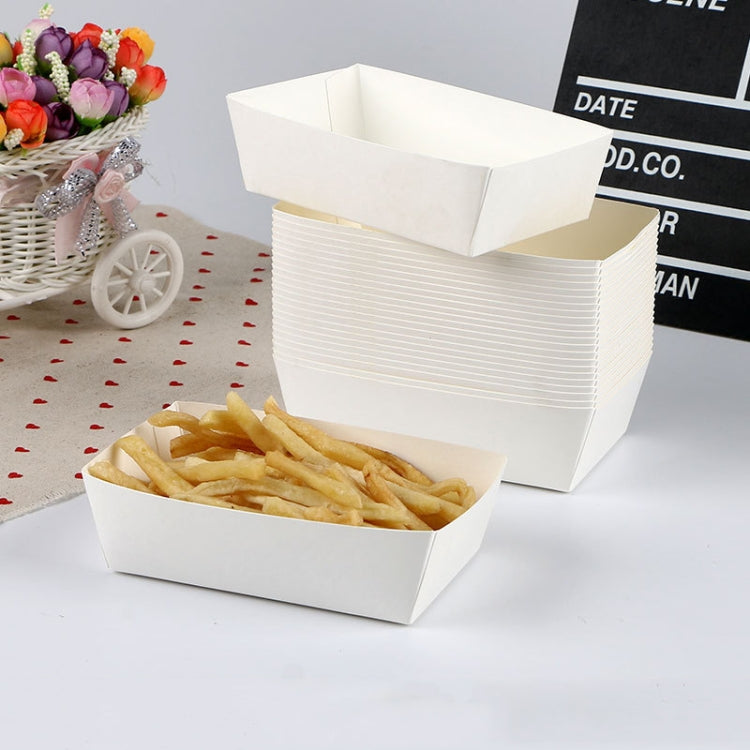 100 PCS Waterproof And Oil-Proof Food Packaging Box Disposable Coated Takeaway Fast Food Carton, Specification: No. 4 White