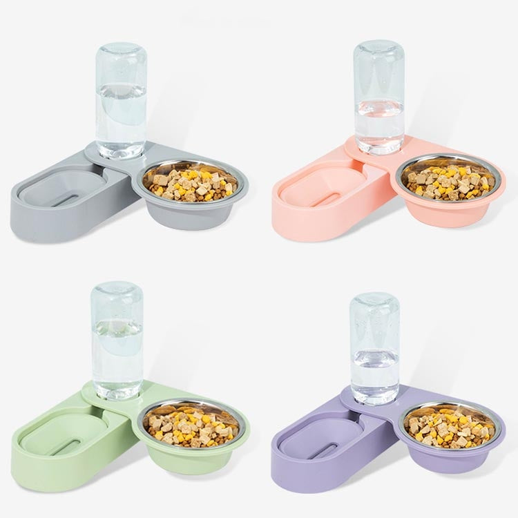 Pet Supplies Dog Cat Food Bowl Folding Rotating Double Bowl, Specification: Pink With Bowl