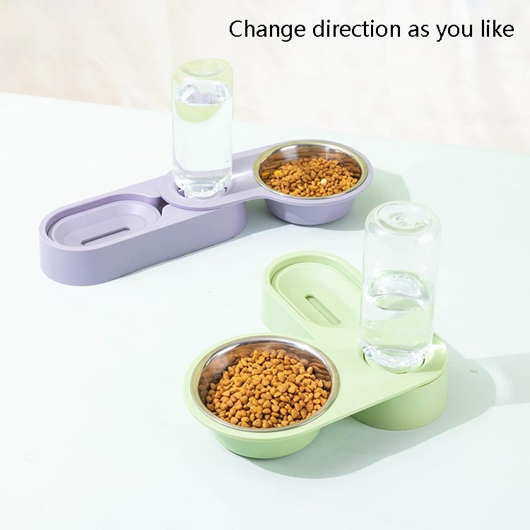 Pet Supplies Dog Cat Food Bowl Folding Rotating Double Bowl, Specification: Pink With Bowl