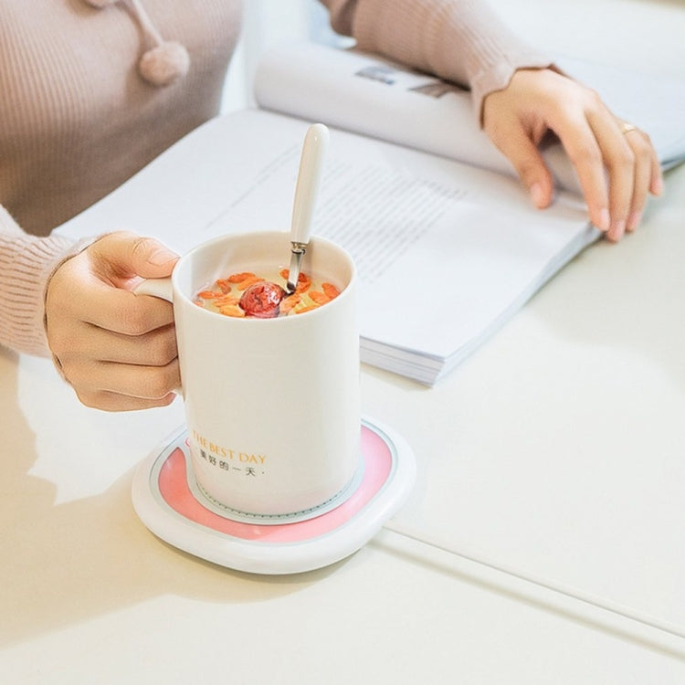 55 Degree Warm Cup Thermostat Cup with Heating Coaster Adjustable Temperature Cup Lid Ceramic Hand Warmer Cup
