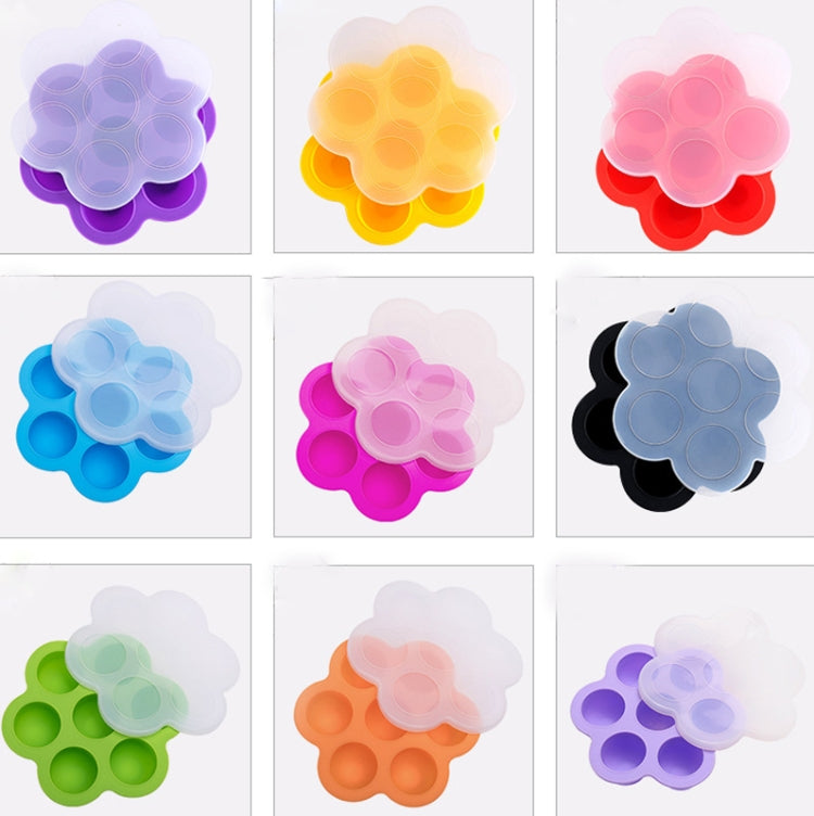 2 PCS Silicone Food Supplement Box Cake Mold Air Fryer Accessories,Random Color Delivery Seven-hole With Lid (140g)