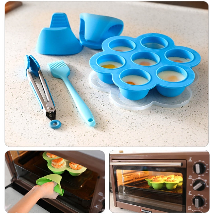 2 PCS Silicone Food Supplement Box Cake Mold Air Fryer Accessories,Random Color Delivery Seven-hole With Lid (140g)