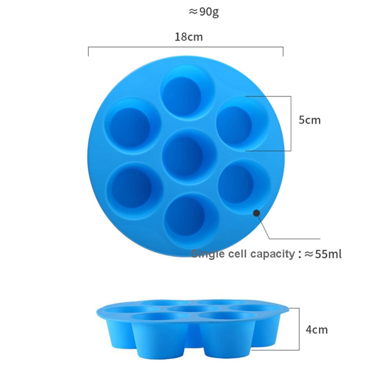 2 PCS Silicone Food Supplement Box Cake Mold Air Fryer Accessories,Random Color Delivery Seven-hole Cake Pan  Without Lid (90g)