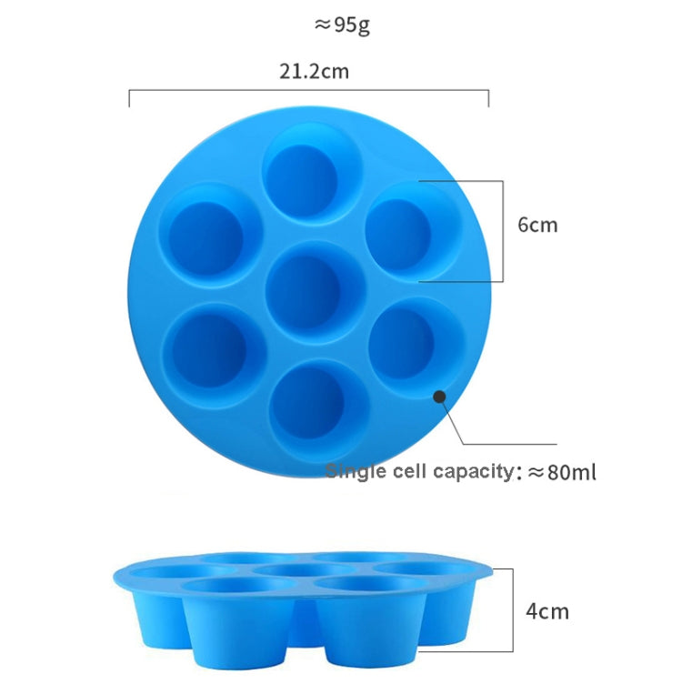 2 PCS Silicone Food Supplement Box Cake Mold Air Fryer Accessories,Random Color Delivery Seven-hole Cake Pan Without Lid (95g)