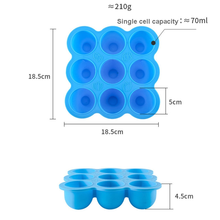 2 PCS Silicone Food Supplement Box Cake Mold Air Fryer Accessories,Random Color Delivery Nine-hole  With Lid (210g)