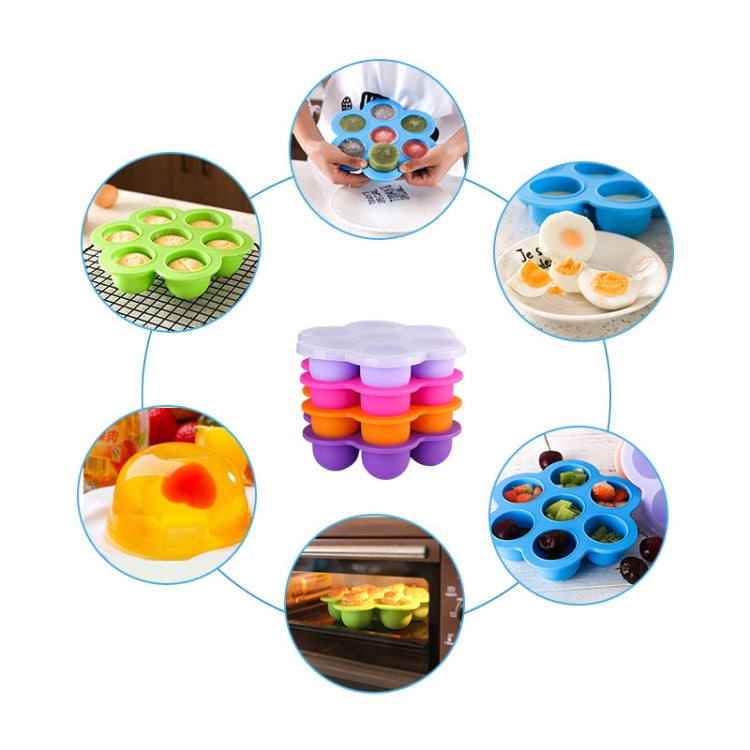 2 PCS Silicone Food Supplement Box Cake Mold Air Fryer Accessories,Random Color Delivery Nine-hole  With Lid (210g)