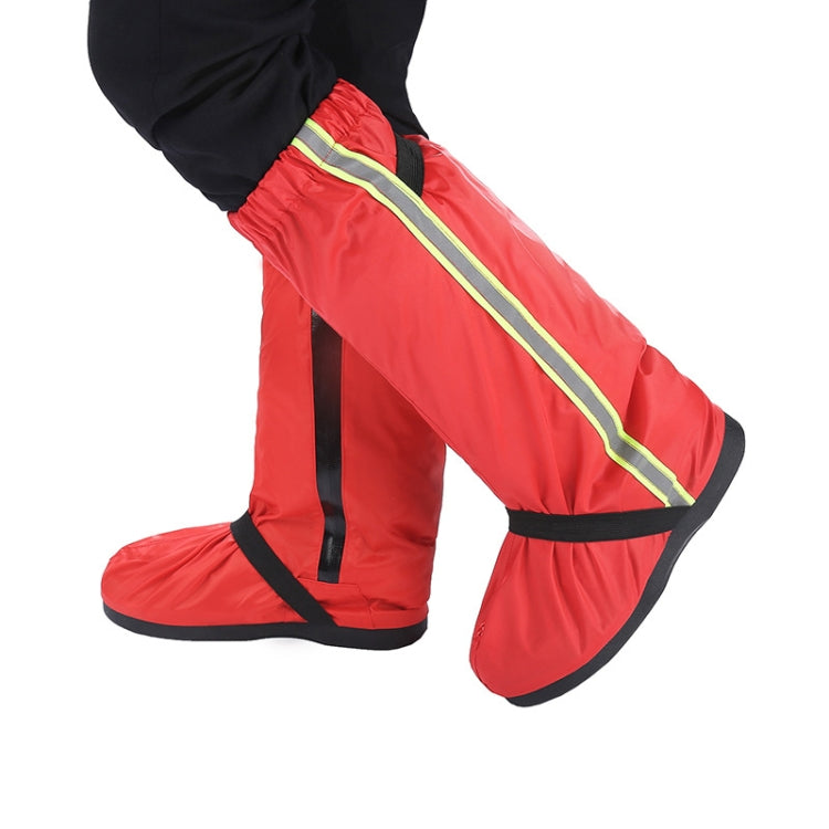 Oxford Cloth Men And Women Rain-Proof Shoe Covers Thickened Desert Sand-Proof Rain Boots  XXL  (Red)