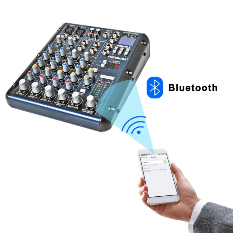 SMR6 Bluetooth USB Record 2 Mono + 2 stereo 6 Channels 3 Band EQ 16 DSP Effect USB Professional Audio Mixer